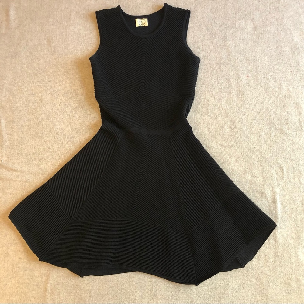Torn by Ronny Kobo Black Ribbed Bodycon Fit & Flare Dress size small